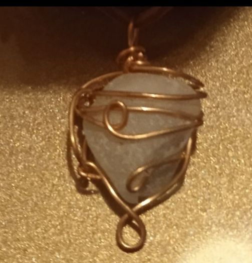 Wired sea glass pendant