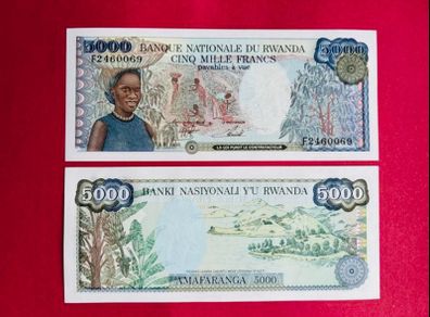 Rwanda  5,000 Francs  1988. Pick 22   Uncirculated