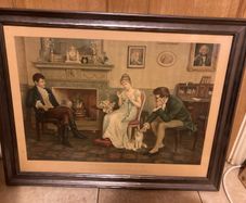 print titled "Two Strings to Her Bow" by artist Charles Haigh-Wood. print ti