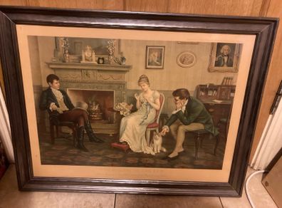print titled "Two Strings to Her Bow" by artist Charles Haigh-Wood. print ti