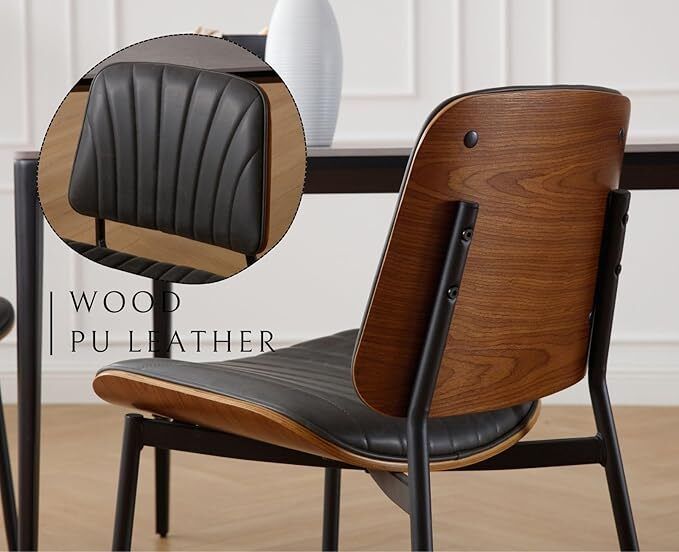 Set of 2 Faux Leather Dining Chairs Brown Grey White