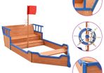 Sandbox Pirate Ship Firwood 190x94.5x136 cm