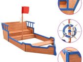 Sandbox Pirate Ship Firwood 190x94.5x136 cm