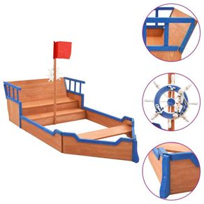 Sandbox Pirate Ship Firwood 190x94.5x136 cm