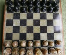 Chess Set made from Stone and Wood 6,5" x 6,5"