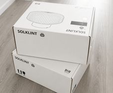 2 x IKEA SOLKLINT Ceiling Lamps - Brass & Clear Glass -  Brand New Sealed