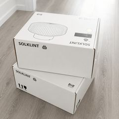 2 x IKEA SOLKLINT Ceiling Lamps - Brass & Clear Glass -  Brand New Sealed