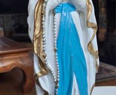 Beautiful Stunning 33cm Statue Of The Blessed Virgin made from Fiberglass Resin.  This is a really nice depiction of the Mother of Jesus. I have sold many different Blessed Virgin Statues in my time but her expression on this Statue is different to any ot