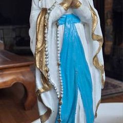 Beautiful Stunning 33cm Statue Of The Blessed Virgin made from Fiberglass Resin.  This is a really nice depiction of the Mother of Jesus. I have sold many different Blessed Virgin Statues in my time but her expression on this Statue is different to any ot