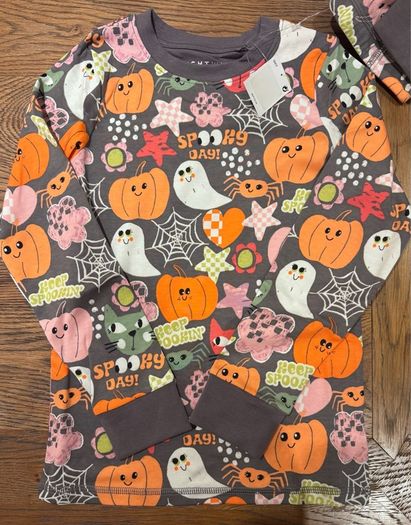 Next Cotton Halloween Grey Pumpkin & Ghost Pyjamas (age 7-8yrs)