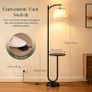Floor Lamp with Shelf, 160cm, 3 Light Colours, E27 60W Vintage shelf lamp with 120 adjustable head, foot switch, linen shade, E27 up to 60W for home & office Image 3