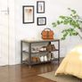 _shoe bench, shoe cabinet, shoe rack for sitting, shoe rack with 3 levels, metal frame, for entrance area, hallway, living room, industrial design, wood look, greige-gray, Image 2