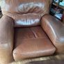 Armchair brown leather and footstool Image 4