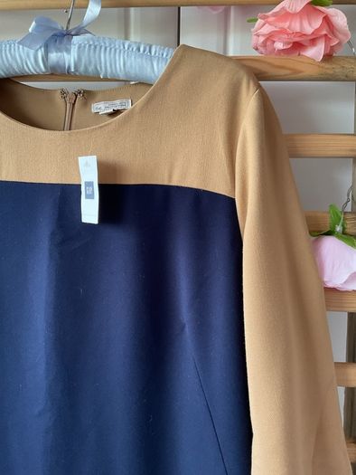 dress Bnwt gap formal workwear dress navy & tan 3/4 sleeves size 12 lined