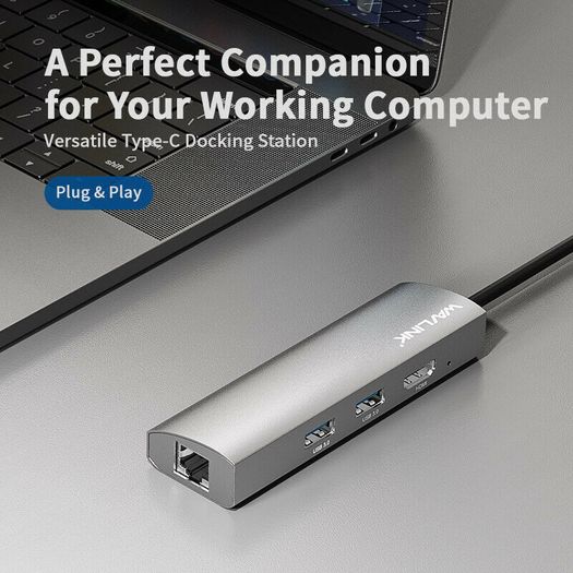 Wavlink USB-C Travel Universal Mini Dock Gigabit Ethernet/HDMI UHD 4K@60Hz (UHP3408) (Brand New/Warranty)