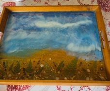 TRAY Handmade Wooden Resin Ocean Serving