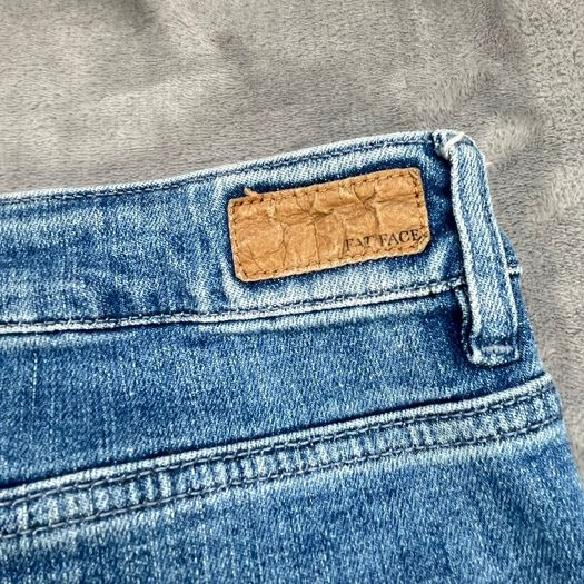 FAT FACE Womens Elise Wide Leg Jeans UK 14R W32 L29 Pale Mid Denim