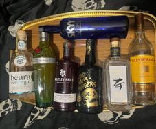 Gin whiskey rum vodka empty Bottles