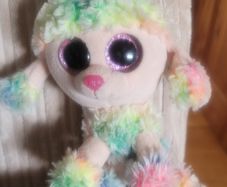 Retired Ty Rainbow the Poodle Beanie Boo 6" 18cms Plush Soft Toy