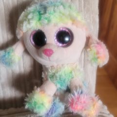 Retired Ty Rainbow the Poodle Beanie Boo 6" 18cms Plush Soft Toy