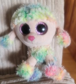 Retired Ty Rainbow the Poodle Beanie Boo 6" 18cms Plush Soft Toy