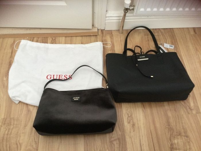 GUESS Bobbi reversible black velvet tote