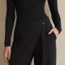 Black Wrap  Trouser Brand Cream Image 2