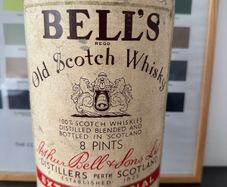 Vintage and Original 1970s Bells Eight Pint Whisky Bottle