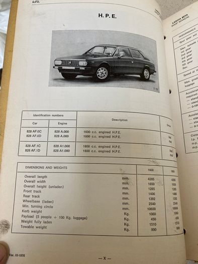 Lancia Beta Genuine Shop Manual Year 1976. English version