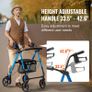 Rollator Walker for Seniors and Adult, Lightweight Aluminum Foldable Rolling Walker with Adjustable Seat and Handle, Outdoor Mobility Rollator Walker with 8" All Terrain Wheels, 300LBS Capacity Image 2