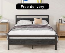 Double Bed Frames with Wood Headboard