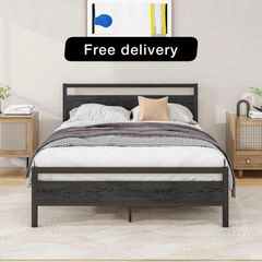 Double Bed Frames with Wood Headboard
