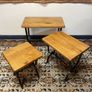 FLAS SALE ! WAS 350 NOW 250 ! Wrought Iron and Oak Top Nest of Tables . Image 4