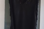 Pepe Jeans black fringed top Sz M (Fit 10-12UK)
