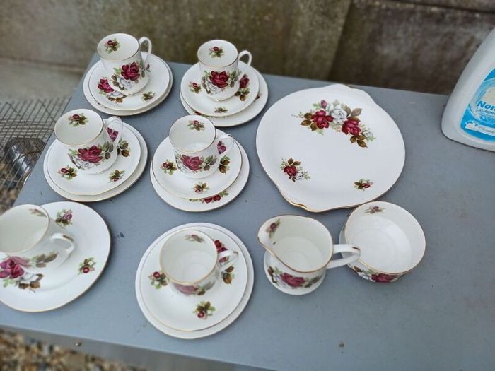Vintage Royal Standard Red Velvet Pattern Teaset