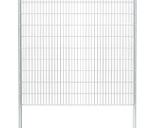 2D Gabion Fence Galvanised Steel 2.008x2.03 m 16 m (Total Length) Silver