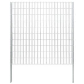 2D Gabion Fence Galvanised Steel 2.008x2.03 m 16 m (Total Length) Silver