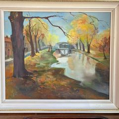 Dublin canal scene painting