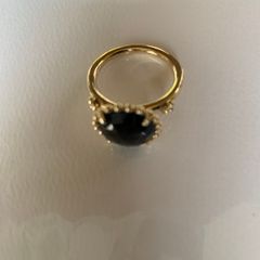 Pandora Solid Gold Ring, Black Spinel Gorgeous!