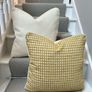 Handmade Mustard Yellow Houndstooth Cushion Covers with Cream Piping  Pair, 20 x 20 Inches Image 4