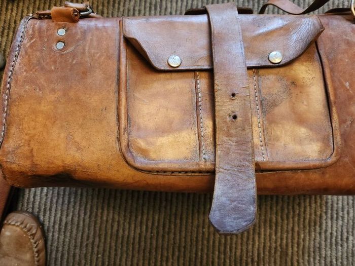 Large heavy duty leather bags plus briefcase.