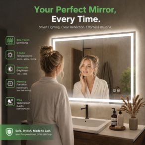 LED Bathroom Mirror with Lighting  800  x  600mm Anti-Fog Dimmable Smart Mirror