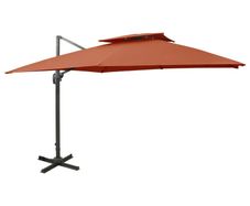 Cantilever Umbrella with Double Top 300x300 cm Terracotta
