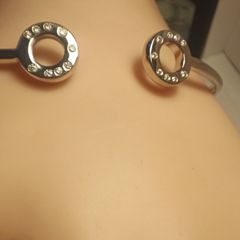 Sterling Silver Torque Style Bangle set with Moissanites