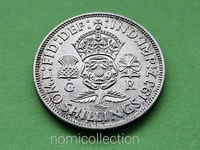 United Kingdom 1937 year Silver Florin.