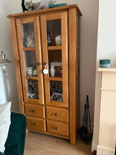 solid oak glass cabinet