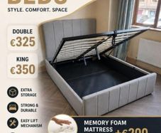 New Ottoman storage beds. Gaslift beds. double 4ft6 and king size bed. OPTIONAL Emma mattress available