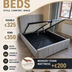 New Ottoman storage beds. Gaslift beds. double 4ft6 and king size bed. OPTIONAL Emma mattress available