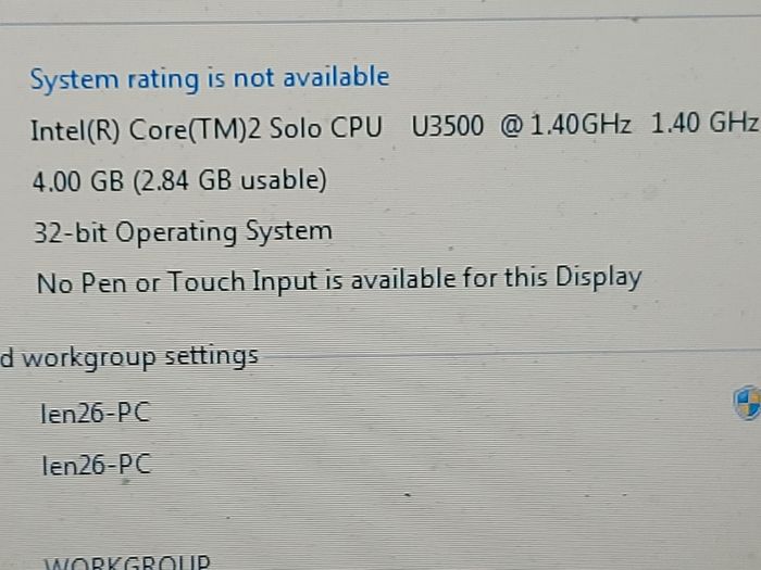 Lenovo Ideapad U350, Model 2963, Intel Core 2 Solo CPU U3500, 1.4GHz, 4GB Ram, 230GB SSD,  Windows 7 professional 32 bit, Opera, Firefox, Chrome and VLC