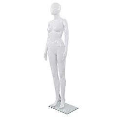 Full Body Female Mannequin with Glass Base Glossy White 175 cm